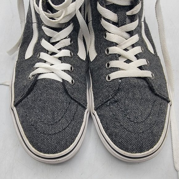 VANS Sk8 Hi Mens 8.5 Tweed Black True White Sneaker Shoes High Tops Athletic main image 5